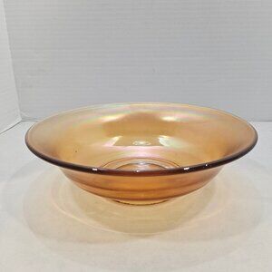 Vintage Marigold Carnival Glass Large Bowl Iridescent 9 Inch Diameter